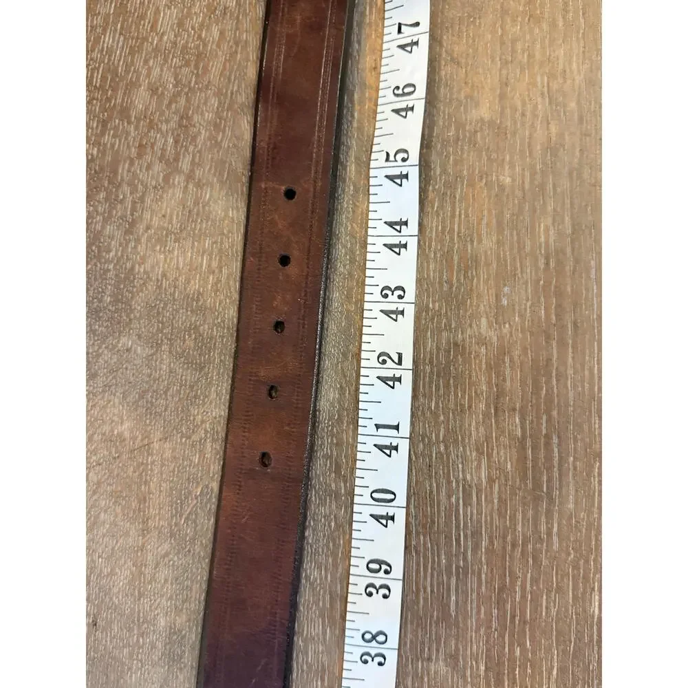 Nordstrom Brown Leather Belt Silver Buckle Made in Italy Men 40